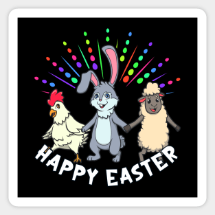 Easter bunny sheep and hen - Happy Easter Sticker